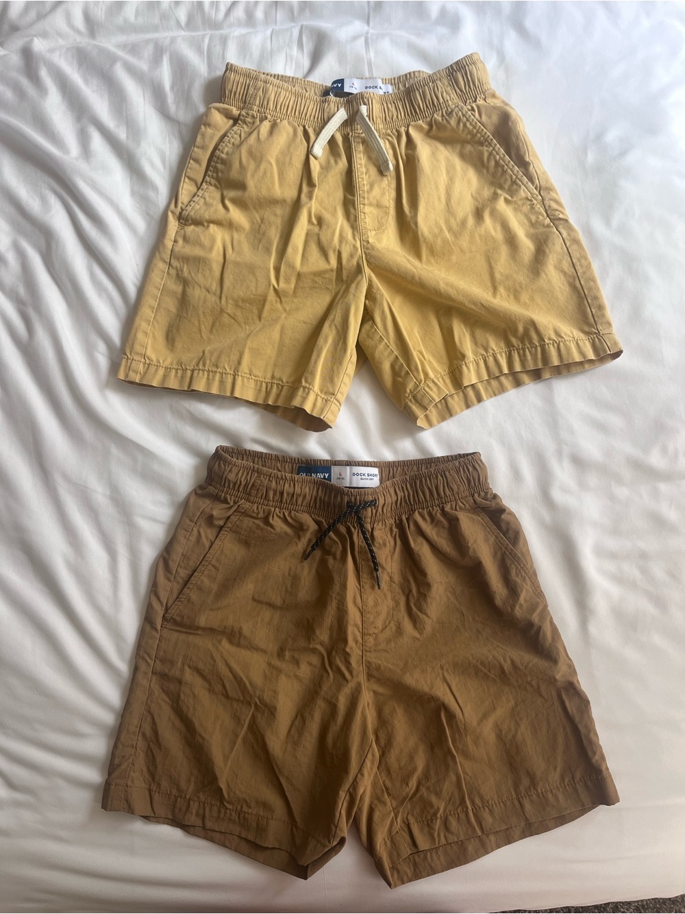 Old Navy boys Yellow cotton and Brown nylon Drawstring Athletic Shorts - 2 Pack